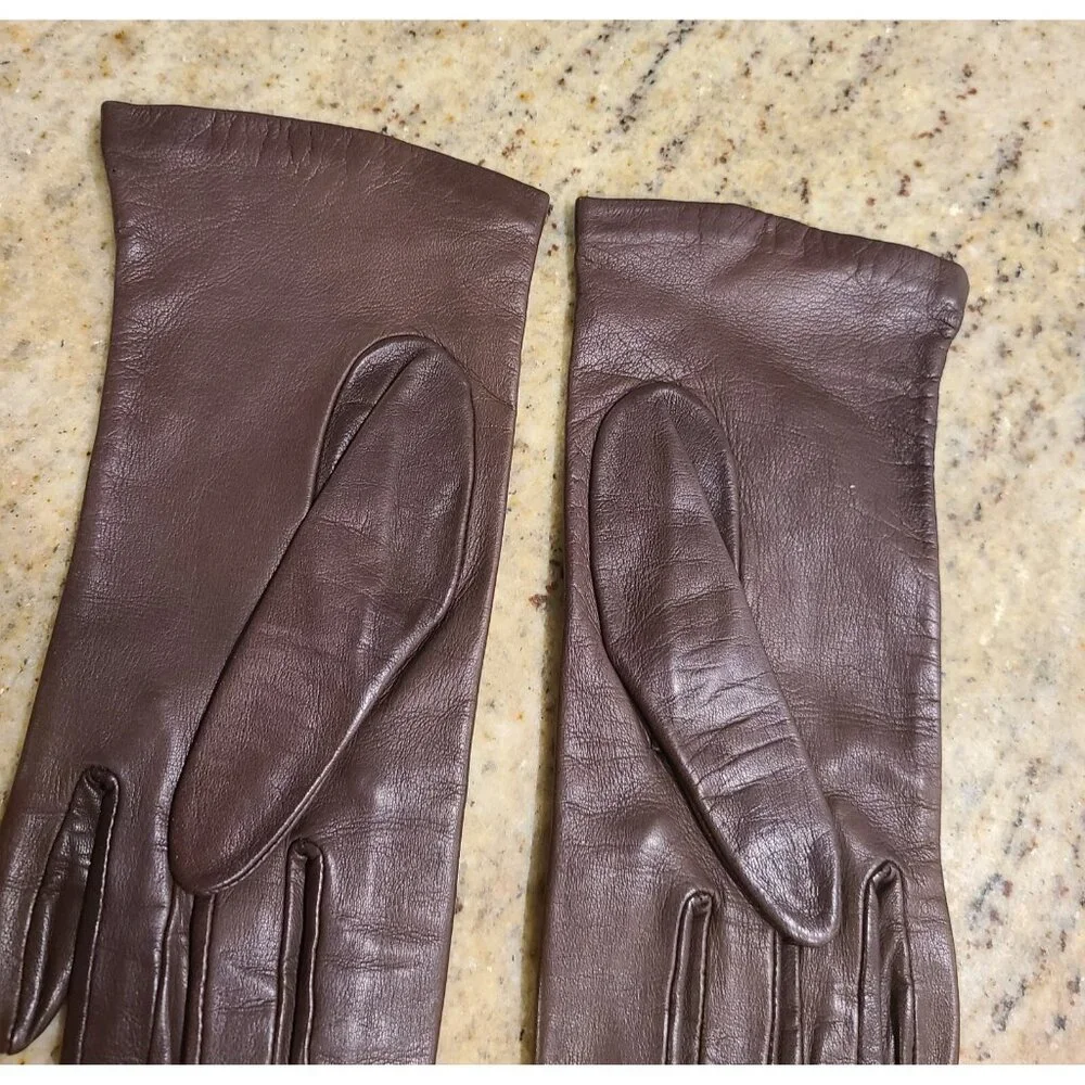 Vintage Womens Size S 6.5 Brown Soft Leather Silk Lined 8.5